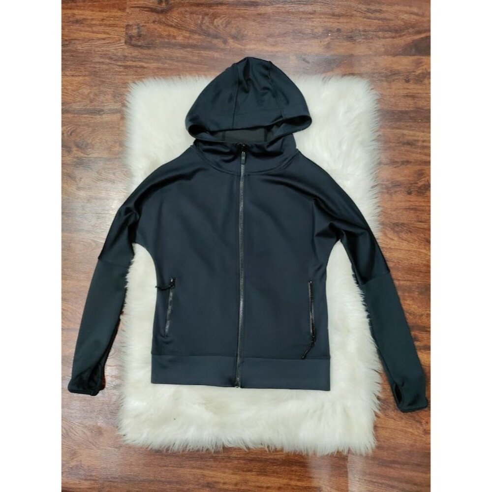 Zuala Long Sleeve High Neck Full Zip Active Hoodie Jacket Black Womens Sze Small - Picture 1 of 12